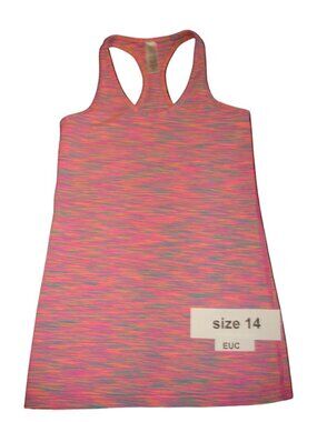 Ivivva by Lululemon🍋 Keep Ur Cool Racer Colours tank top pink size 14
